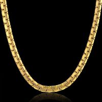 Dropshipping Hip Hop Chain 6mm Gold Color Stainless Steel Necklace Male Wholesale Flat Box Link Womens Mens Chain 20" 23" 26" Fashion Chain Necklaces