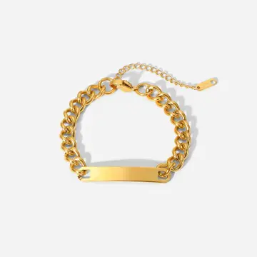 Gold mens cuban hot sale link bracelet