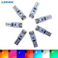 LEEWA 50PCS Car T5 5led 3014 SMD Auto Wedge Light Lamp Warning Canbus No Error Car LED Light 7-Color CA4024