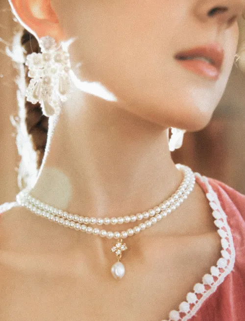 Cider Faux Diamond Pearl Layered Necklace Lazada.co.th