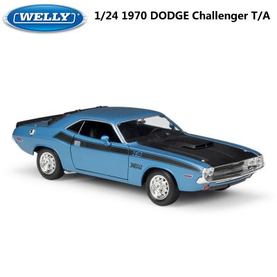 WELLY Diecast 1:24 Car 1970 DODGE Challenger T/A Model Car Alloy Classic Muscle Car Metal Toy Car For Kids Decoration Collection