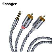 CKE cw】essager แจ็ค3.5มม. ถึง2สาย RCA สายสัญญาณเสียงชาย splitter สาย AUX สำหรับ PC Amplifiers DVD สายลำโพง