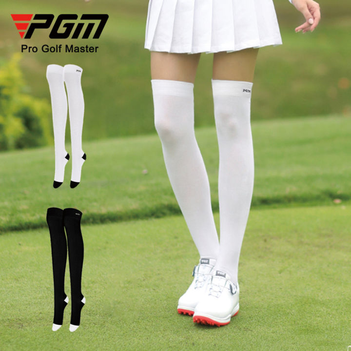 ถุงเท้า-ถุงน่องบางเข่ายืดหยุ่นสำหรับฤดูร้อนของถุงเท้าผู้หญิงกอล์ฟ-pgm-wz015พื้นผ้าขนหนูเช็ดมือแบบหนาแบบบาง