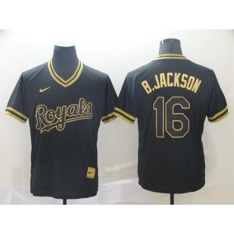 Hot MLB Kansas City Royals 16 Bo Jackson White Blue Black Elite