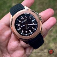 SEIKO Mod Aquanaut Style Black Rosegold Waffle Dial And Rubber Strap