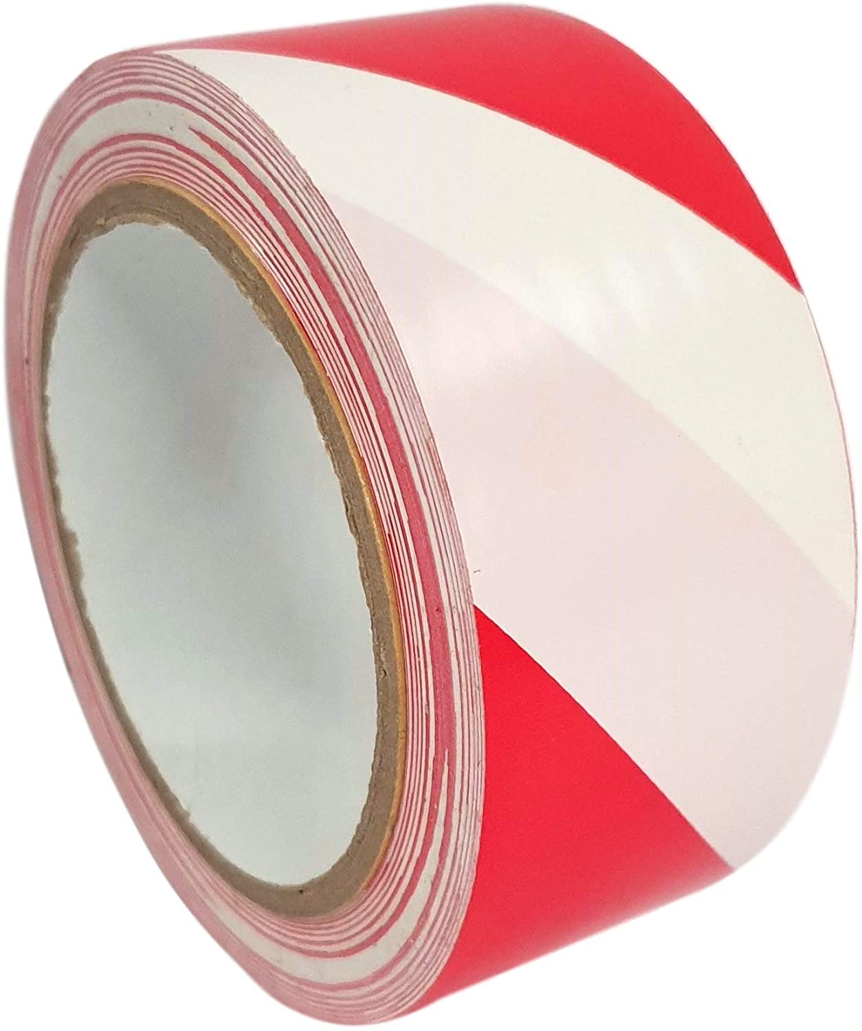 1 x ROLL OF STRONG RED/WHITE HAZARD WARNING PVC BARRIER SAFETY TAPE 50mm x 33M 