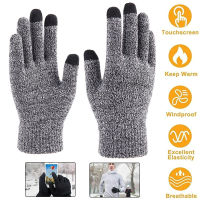 1 Pair Winter Touch Screen Gloves Elastic Cuff Fleece Lined Warm Knit Gloves Men and Women Add Velvet Padded Gloves Outdoor Driving Cold-proof Full Fi