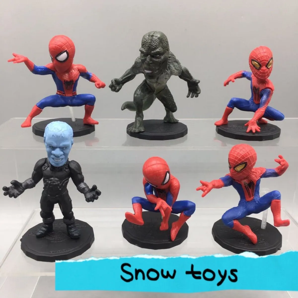 Mô hình Avengers - Marvel - DC - Trọn bộ 6 mô hình Spider Man Electro  Lizard - Người Nhện Điện Thằn lằn - Cao 6~10cm 