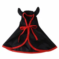 Pet Halloween Hooded Cape With Horn Decoration Cute Adjustable Drawstring Dog Cat Costume Fancy Dress