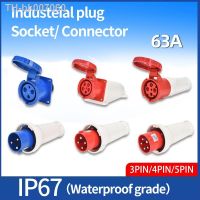 ☾﹍►  Waterproof Industrial Plug3/4 /5 Pin dustproof socket IP67 Male and Female 63A Mounted industrial socket 380V 415V