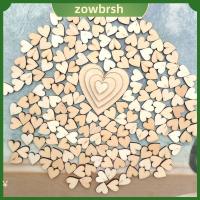 ZOWBRSH 100PCS 4 ขนาด ชนบท การตกแต่ง ตกแต่งงานแต่งงาน อุปกรณ์งานฝีมือ กระจายตาราง หัวใจรักไม้