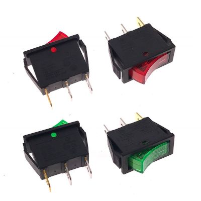 CE KCD3 Boat Button Switch on/Off Rocker Switch Light 2 Files 3 Pin 15A 250V/30A 220V 31x15 mm Copper Core Red/Green