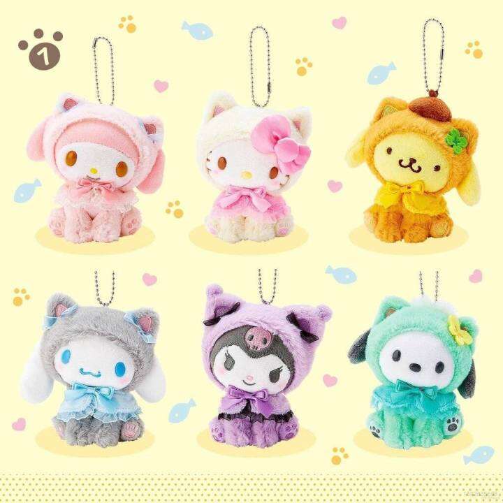 yyds-ตุ๊กตาแมว-sanrio-kuromi-melody-cinnamoroll-pachacco-purin-ของเล่นสําหรับเด็ก