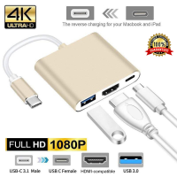 USB 3.1 to HDMI Compatible Converter Type C ถึง HD 4K Adapter Cable สำหรับ MacBook Samsung Galaxy S8/S9 Huawei P10