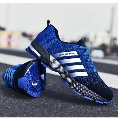 Lightweight and Low-cut Keep Running Sports Shoes Popcorn Rubber Sole Man Sneakers Flying Woven Breathable Mens Casual Shoes