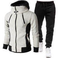 New fallWinter 2021 Sports Suit Mens Suit Casual hoodie Thermal Zipper Sweatshirt two-piece Jacket + Pants Mens Suit + size S