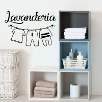 Italian Words Lavanderia Wall Sticker Panni Stesi Wall Decals Laundry Room Decoration Waterproof Removable Wallpaper Wall Stickers Decals