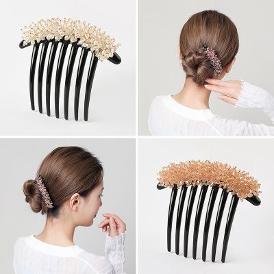 New Japanese and Korean adult elegant hair accessories crystal beaded seven-tooth hair comb fashion womens headwear