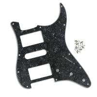 FLEOR HSH ST Pickguard กีตาร์รอยขีดข่วนแผ้นไข่มุกดำมี11รูพร้อมสกรูอะไหล่กีตาร์ไฟฟ้า