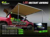 AWNING IRONMAN  ผ้าใบกันสาดด้านข้างรถ เป็นเจ้าเดียวที่ให้แถบไฟ LED พร้อมชุดปรับความสว่างมาให้ในชุด โดยที่คุณไม่ต้องซื้อเพิ่มอีกแล้ว