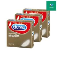 (ไม่ระบุสินค้าหน้ากล่อง) DUREX FETHERLITE ดูเร๊กซ์ เฟเธอร์ไลท์ ถุงยางอนามัย 1 กล่อง 3 ชิ้น กล่องทอง