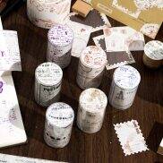 COONOTE 6.3cm x 2m Vintage Stamp White Kraft Paper Tape Postage Stamp