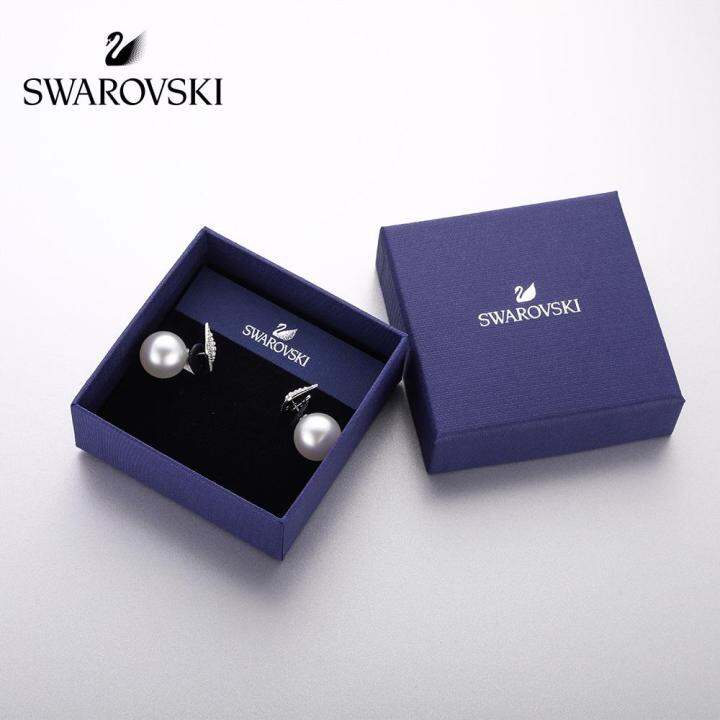 สวารอฟสกี้swarovski-stud-earrings-iconic-swan-classic-swan-rear-hanging-stud-earrings-womens-fine-jewelryth
