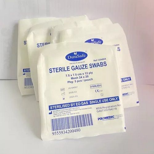 Durasafe Sterile Gauze Swab 12ply [ Size: 7.5cm ] (5pcs Pkt) 