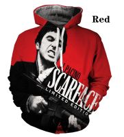 S-Scarface เสื้อสวมหัวมีฮู้ดแนวสตรีทฮาราจูกุเสื้อสวมหัวลำลองเสื้อกันหนาวแขนยาวผู้ชายผู้หญิงเสื้อฮู้ดพิมพ์ลาย3มิติลายโทนีมอนตานาแขนยาว