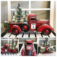Red Farm Truck Christmas Red Truck Decor Farmhouse Vintage Red Pickup Truck Christmas Decor with Christmas Trees