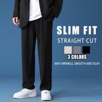 CODtianjia6731 M-3XL Mens Slim Fit Straight Wide-leg Formal Pants Fashion Solid Color Trend Korean Loose Trousers Plus Size Khaki Black Grey