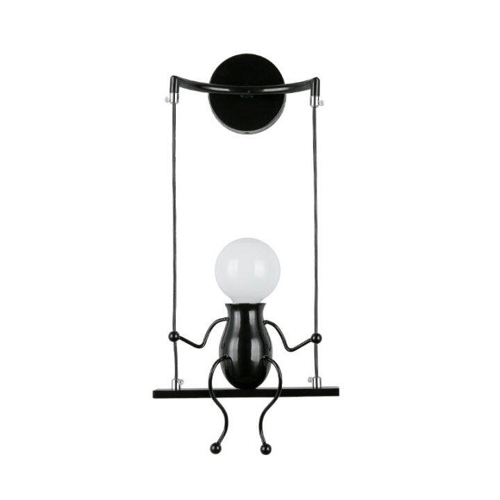 creative-led-wall-mounted-small-man-swing-lamp-childrens-room-bedroom-bedside-aisle-wall-sconces-nordic-art-decor-wall-lighting