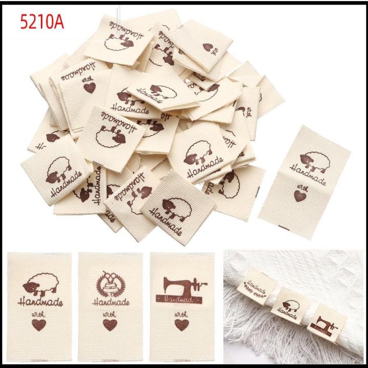 50Pcs Handmade Labels Tags Cotton Fabric Clothing Bags Sewing DIY  Accessories