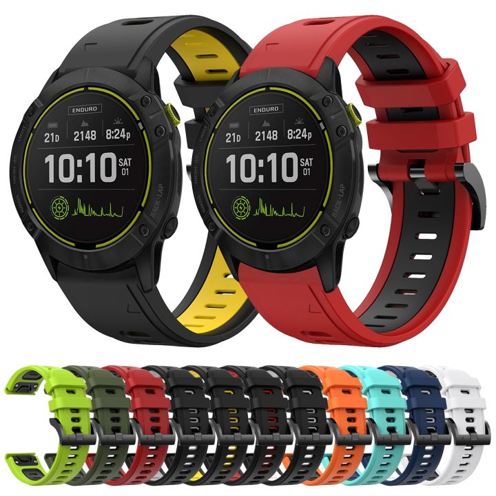 สำหรับ-garmin-enduro-26มม-ซิลิโคนกีฬาสองสีสายนาฬิกาข้อมือ-สีเขียวทหาร-สีดำ-ขายเอง