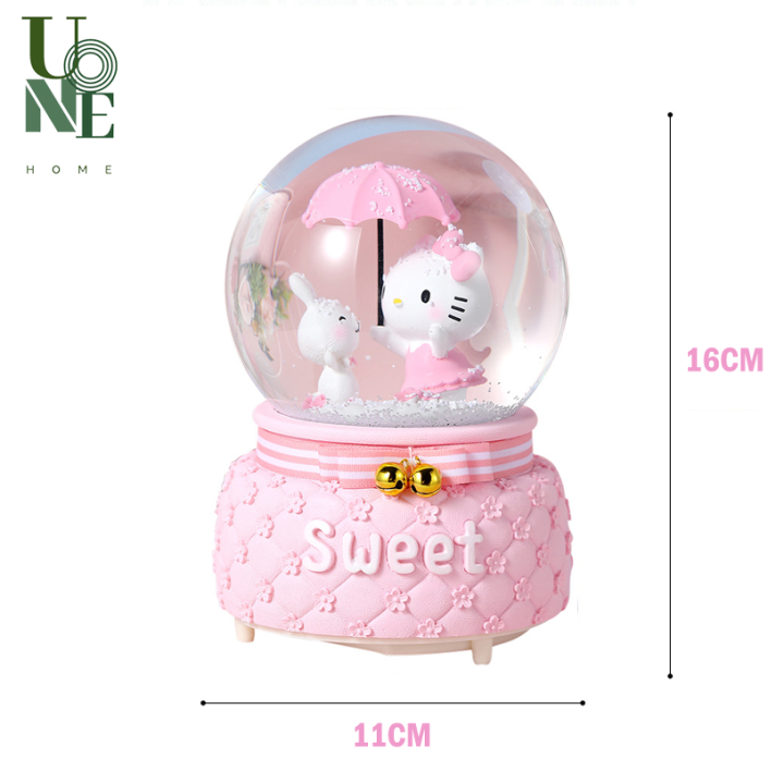 uonehome-พร้อมส่ง-h118-กล่องดนตรีลูกแก้วคิตตี้-เกล็ดกิมะลอยได้-เรืองแสง-ของขวัญวันเกิด-มีบริการรับห่อของขวัญ-การ์ดแถม