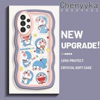 Chenyyka เคส A04s ปลอกสำหรับ Samsung Galaxy A13 5G,เคสกันกระแทกแบบใสนิ่มลายโดราเอมอนมาการองเวฟขอบเคสมือถือโปร่งใสลายกล้องถ่ายรูปที่สร้างสรรค์เคสฝาครอบป้องกันซิลิก้าเจล