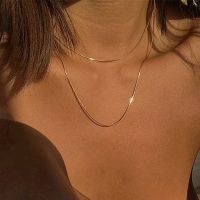 【CW】Kpop Women Neck Chain Gold Color Choker Necklaces Thin Chain On The Neck Minimalist Pendant Jewelry Snake Chocker Collar Girl