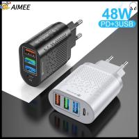 AIMEE แบบพกพา 48W พิมพ์ C อะแดปเตอร์ชาร์จ ที่ชาร์จด่วน PD 3 ที่ชาร์จ USB