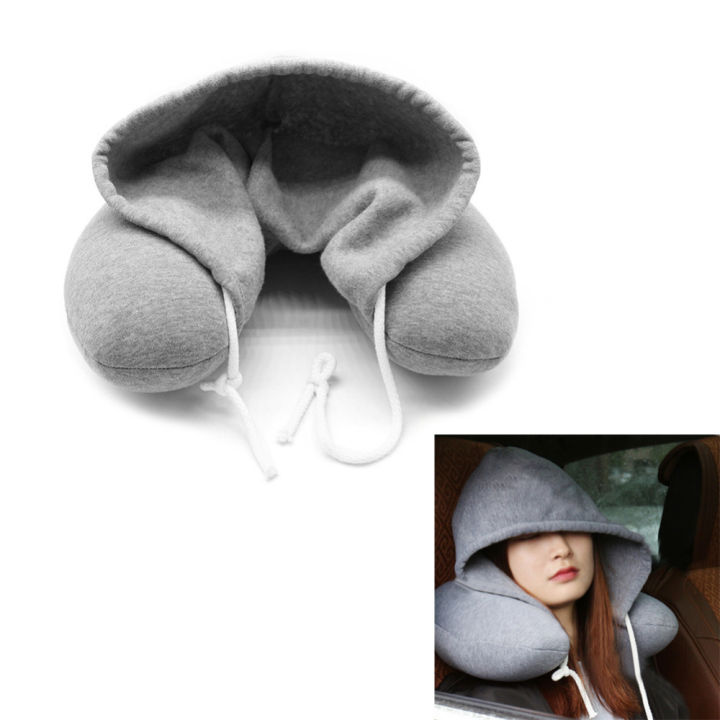 new-hooded-hoodie-u-shape-with-hat-travel-neck-pillow-cushion-microbead-home-car-pillow-new-year-decoration