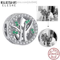 ELESHE Custom Photo Crystal Beads 925 Sterling Silver Family Tree of Life Charm Fit Original Bracelet DIY Jewelry Gift