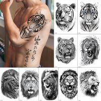 Temporary Tattoo Africa Serengeti Lion Black Indian Warrior Waterproof Tattoos Stickers Tribal Mighty Tiger Tattoo Men Women