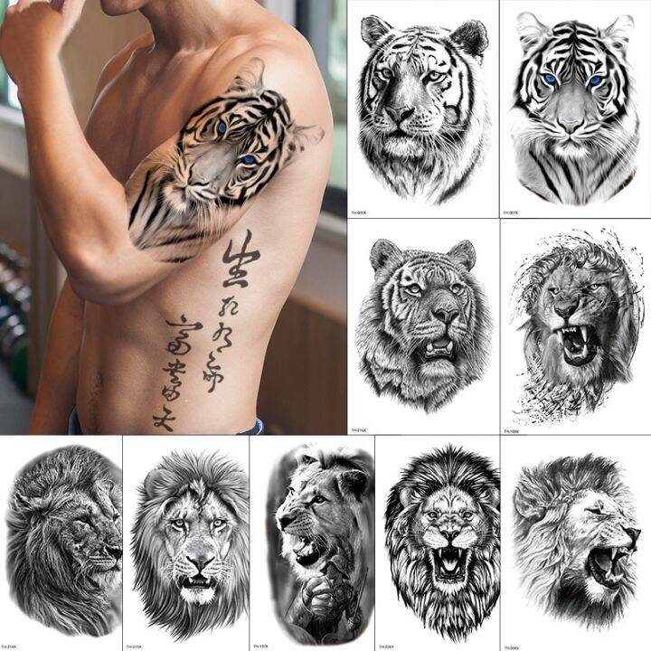 hot-dt-temporary-africa-tattoos-stickers-mighty-tiger-men