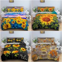 3D Floral Comforter Cover King Size for Kids Women Yellow Flower Bedding Set Sunflower Pattern Decor Quilt Cover Duvet Cover Set