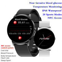 นาฬิกาสุขภาพ 2023 KS02 Smart Watch for Women Non-invasive Blood Glucose Temperature HR Fitness Trackers IP68 Waterproof NFC Sport Smart Bracelet Men