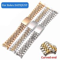 Original ❃ Jubilee tali jam tangan baja tahan karat gelang tali untuk Rolex DATEJUST Five-bead Arc End rantai jam 17 18 19 20 21 22mm