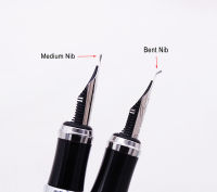 Duke D2สีดำเงินคลิป D2ขนาดกลางปลายปากกาน้ำพุปากกาที่มี1ชิ้นการประดิษฐ์ตัวอักษร Fude ก้มปลายปากกาเปลี่ยนชุดสำหรับการเขียนการปฏิบัติ