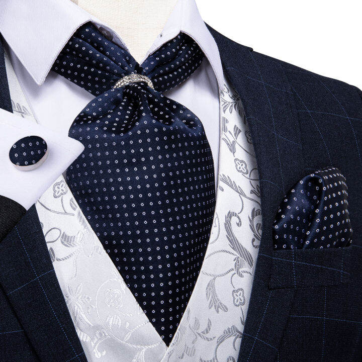 ออกแบบใหม่ผู้ชายผ้าไหม-cravat-navy-dot-อย่างเป็นทางการ-ascot-tie-ผ้าเช็ดหน้าชุดแหวนอย่างเป็นทางการ-self-tie-เนคไท-dibangu