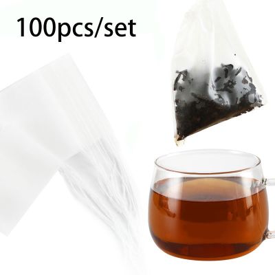 100Pcs/Set Food Grade Nylon Disposable Tea Bag Small Enterprise Manual Loose Tea Transparent Pull Rope Filter Bag For Teapot