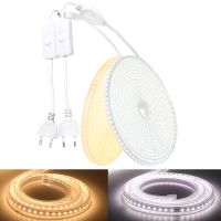 [QQL Hardware Tools]ไฟ LED Strip 220V SMD5050ไฟ Led กันน้ำ60 Leds/m ครัวยืดหยุ่นกลางแจ้งสวน LED เทปพร้อมปลั๊ก EU และสวิตช์