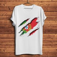 Vision Portugal Flag Inside Tearing Tshirt Men White Homme T Shirt